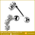 Inox 316L chirurgical en acier Triple étoile Zircon cubique Barbell Tragus Cartilage Stud Earring